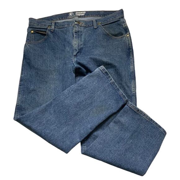 Wrangler 47 Advanced Comfort Jeans Mens 38X30 Regular Fit Mid Wash Streetwear - Picture 3 of 11